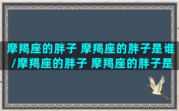 摩羯座的胖子 摩羯座的胖子是谁/摩羯座的胖子 摩羯座的胖子是谁-我的网站